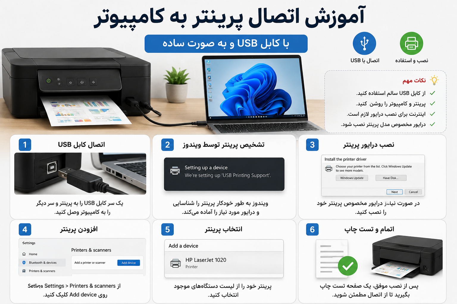 آموزش اتصال پرینتر به کامپیوتر