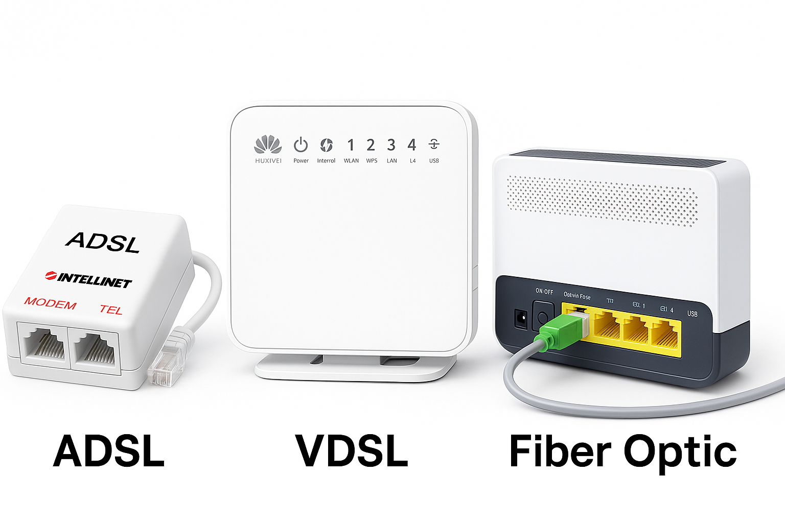 تفاوت مودم ADSL، VDSL  و فیبر نوری: راهنمای کامل انتخاب اینترنت